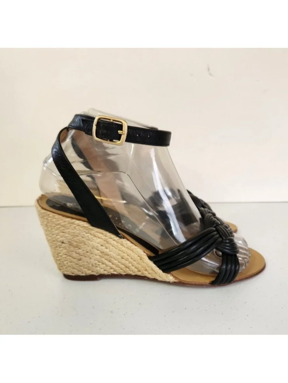 Palomitas by Paloma Barcelo Black Knot Sandals Shoes Wedge Heels Open Toe 36 6